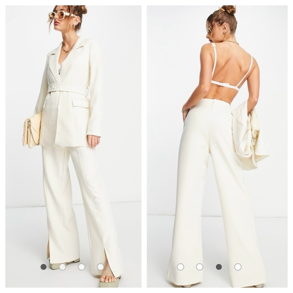 NWT VERO MODA AWARE Suri Split-Front Wide Leg Trousers | Size XL | Cream/Ivory